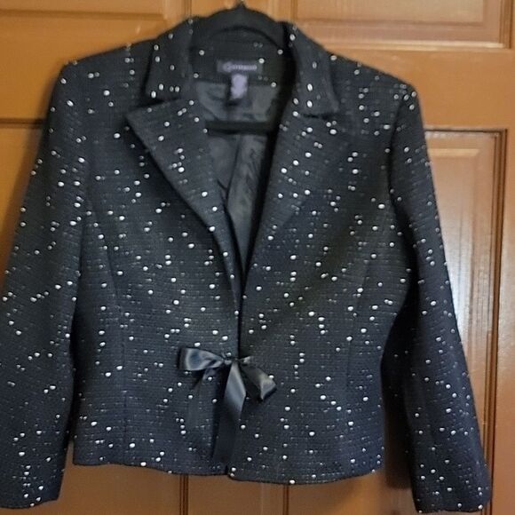 Context Jackets & Blazers - Context-Black textured short jkt. with white specs,collared, long sleeved 8. NWT